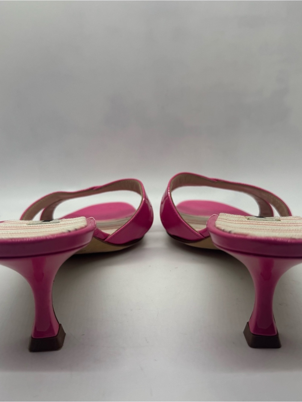 Manolo Blahnik Callamu Pink Kitten Heel Mule Sandal Size 38 Shoes - Picture 7 of 12